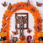 Novabright 93 Pcs Dia De Los Muertos Decorations Arch Kit Altar Decor Set | Day of The Dead Decorations Backdrop, Artificial Marigold Flowers, Monarch Butterfly, Mexican Home Ofrenda Altar Decorations