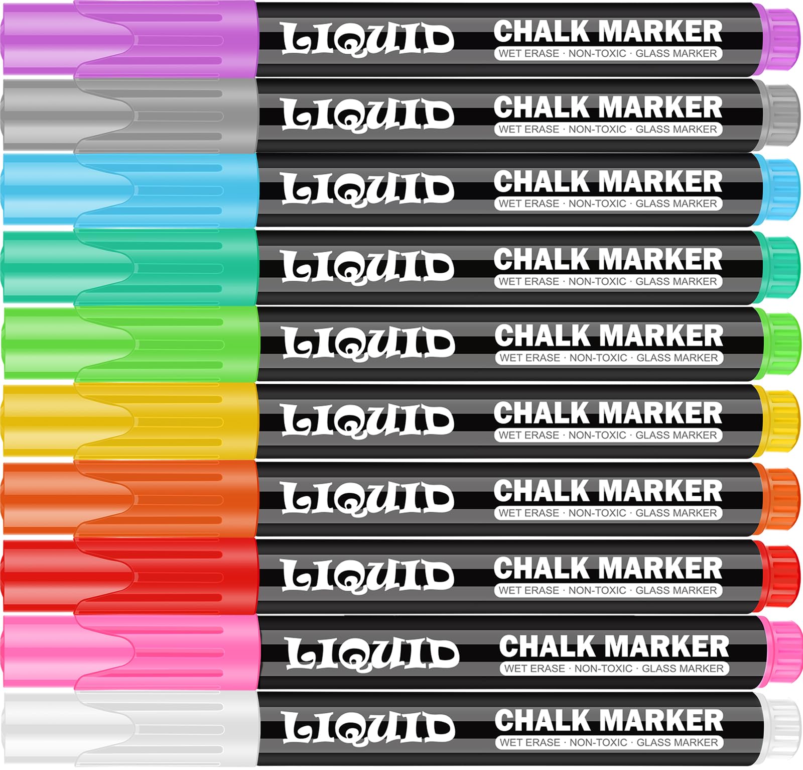 Chalk Markers Fine Tip - 10 Pack Chalkboad Marker - Liquid Chalk Pen Erasable - Chalk Marker for Blackboard Chalk Board First Day of School Board - Window Markers Auto Car Paint Pen