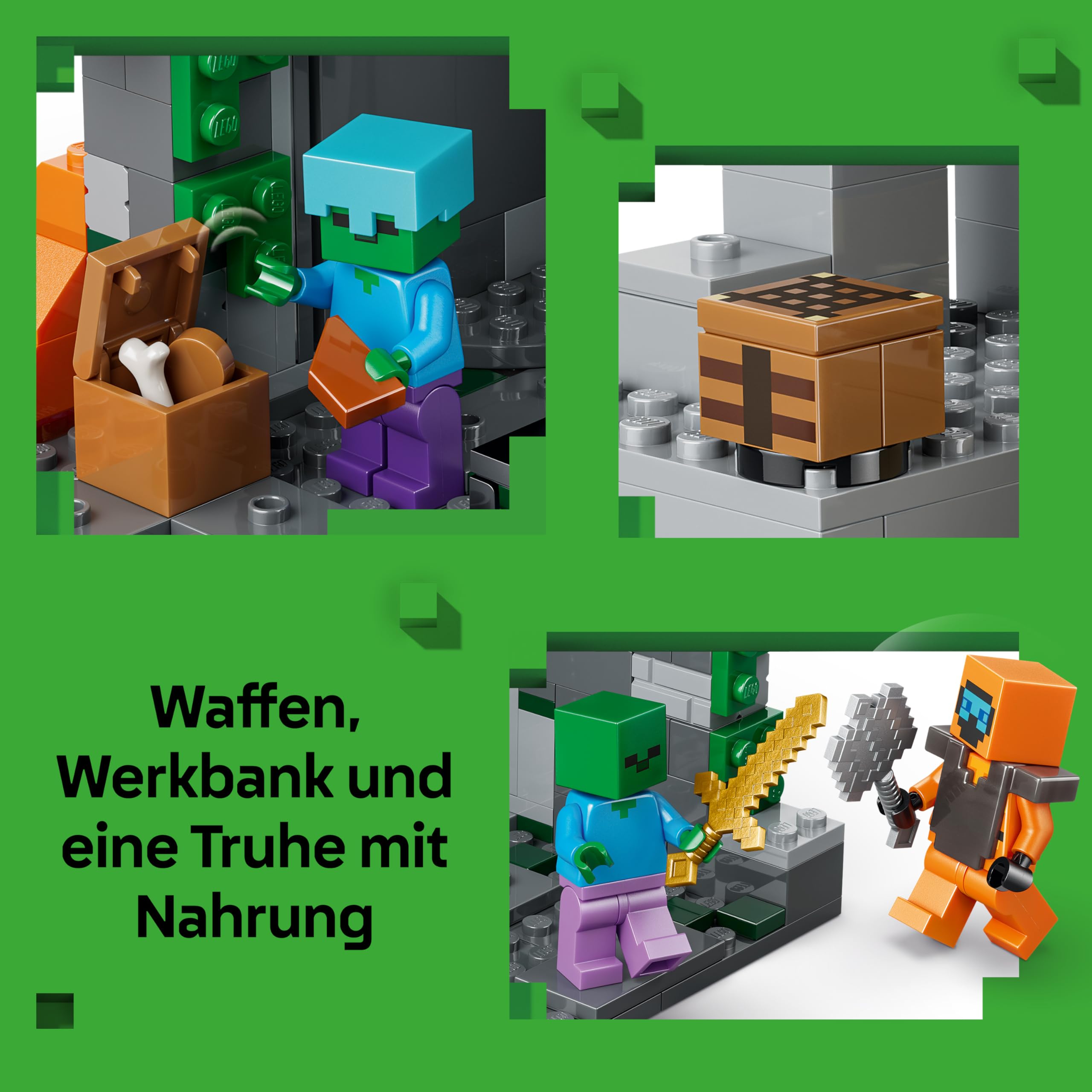 LEGO Minecraft Zombieverlies - Bauspielzeug für Rollenspiele - Minecraft-Spielset für Jungen und Mädchen ab 8 Jahren mit 3 Zombies, einem Krieger und Videospielzubehör - 21587 3