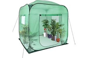 Ethereal Lomoer Upgraded Pop-Up Plant Greenhouse, Roll-Up Zipper Entry Doors & Windows, Durable PE Cover, Walk-in & Portable, 48"x48"x60"