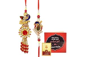 TIED RIBBONS Rakhi for Brother and Bhabhi | Rakhi Set for Bhai Bhabhi Rakhi | Mini Greeting Card | Roli Tikka - Raksha bandhan | Lumba Rakhi for Bhabhi Rakhi for Bhaiya Bhabhi with Gift