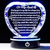 YWHL Aunt Gifts from Niece Nephew Birthday Gifts for Aunt To My Auntie Crystal Heart Keepsake Present with Colorful Light Base Unique Gift for Auntie on Christmas Mothers Day Thanksgiving
