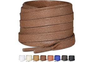 Puzeam 2 Pairs Flat Waxed Cotton Shoelaces, 1/4" Wide Laces for Boots & Casual Shoes