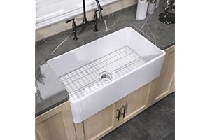 ZUAGCO Farmhouse Sink 30 X 20 Fireclay White Farm Sink Undermount Kitchen Sink Single Bowl Extra Wide Apron Sink Big Capacity Modern White Sink with Protective Bottom Grid and Stainer