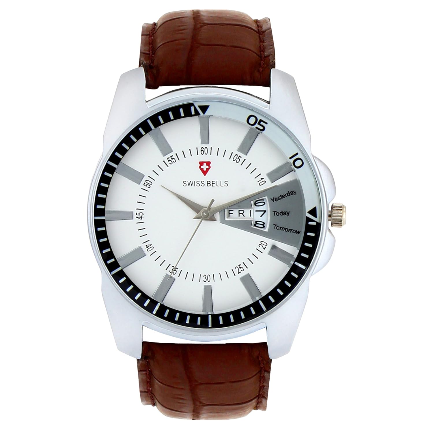 svviss bellstm chronograph white dial men's watch -ta-970