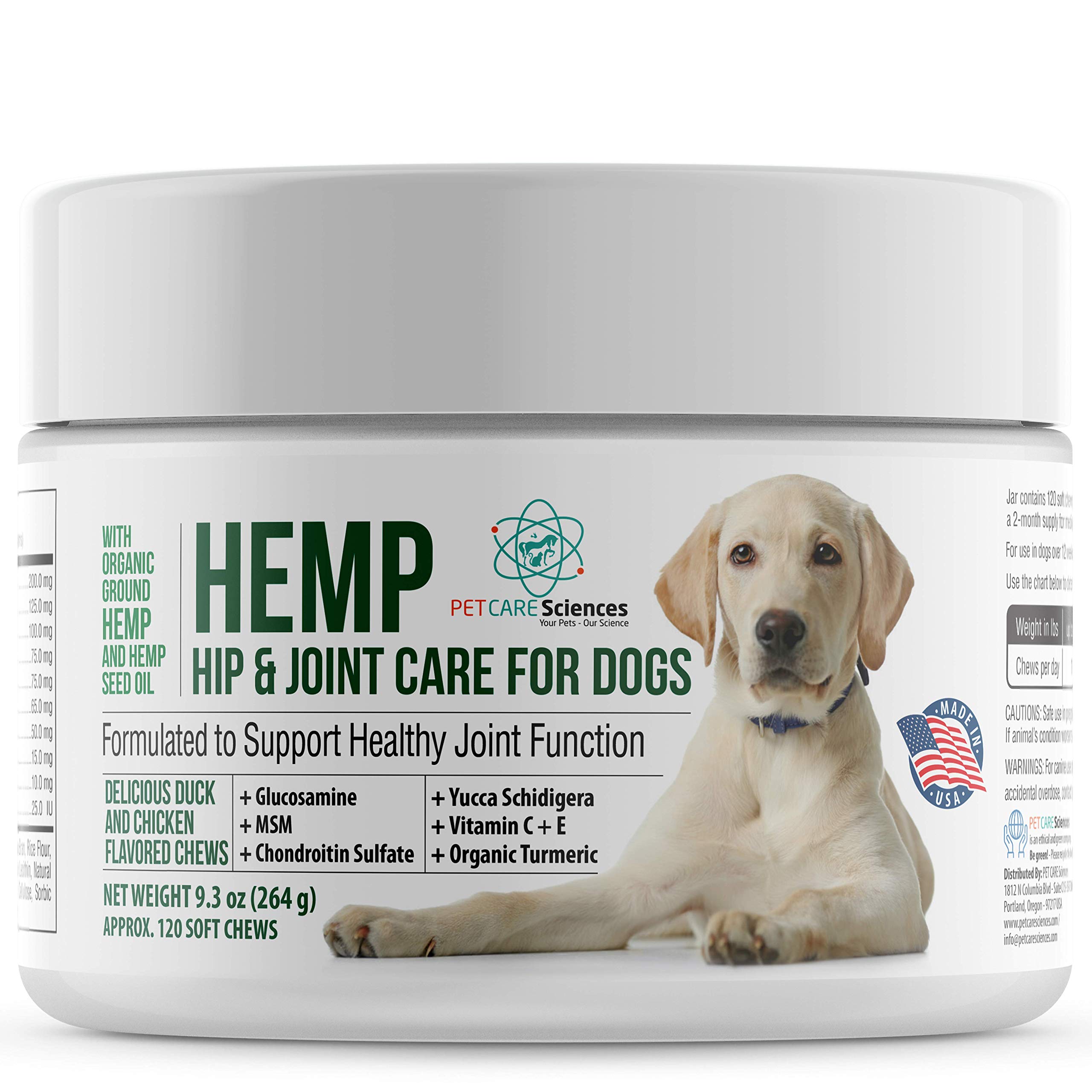 Approx 120 Hemp Chews for Dogs - Dog Hip and Joint Supplement - Pain Relief for Dogs - Senior Old Dog Vitamins and Supplements - Hemp Calming Treats for Dogs