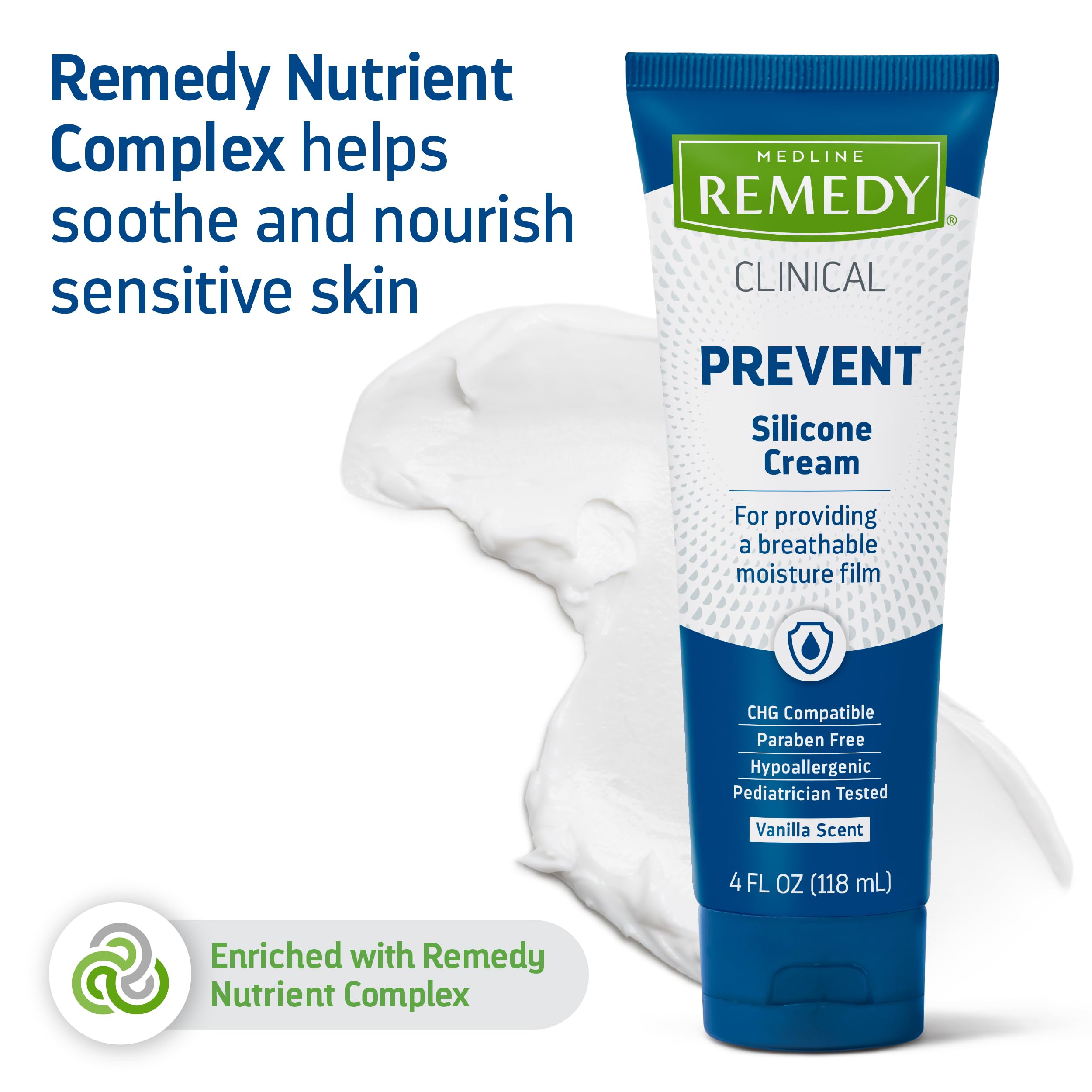 Medline Remedy Clinical Silicone Cream, Vanilla Scented, 4 oz.