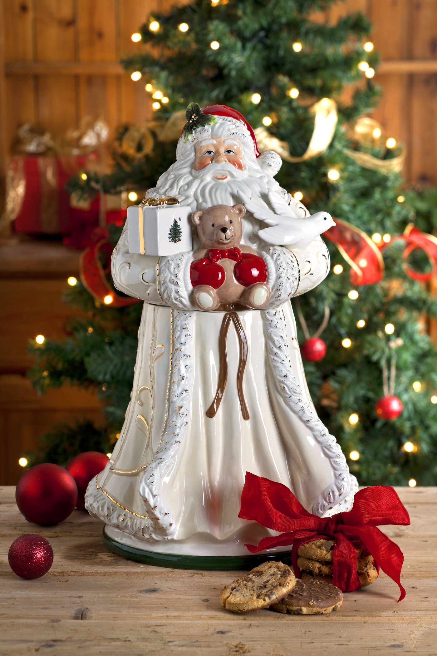 Spode Christmas Tree Santa Cookie Jar, Small, Gold eBay