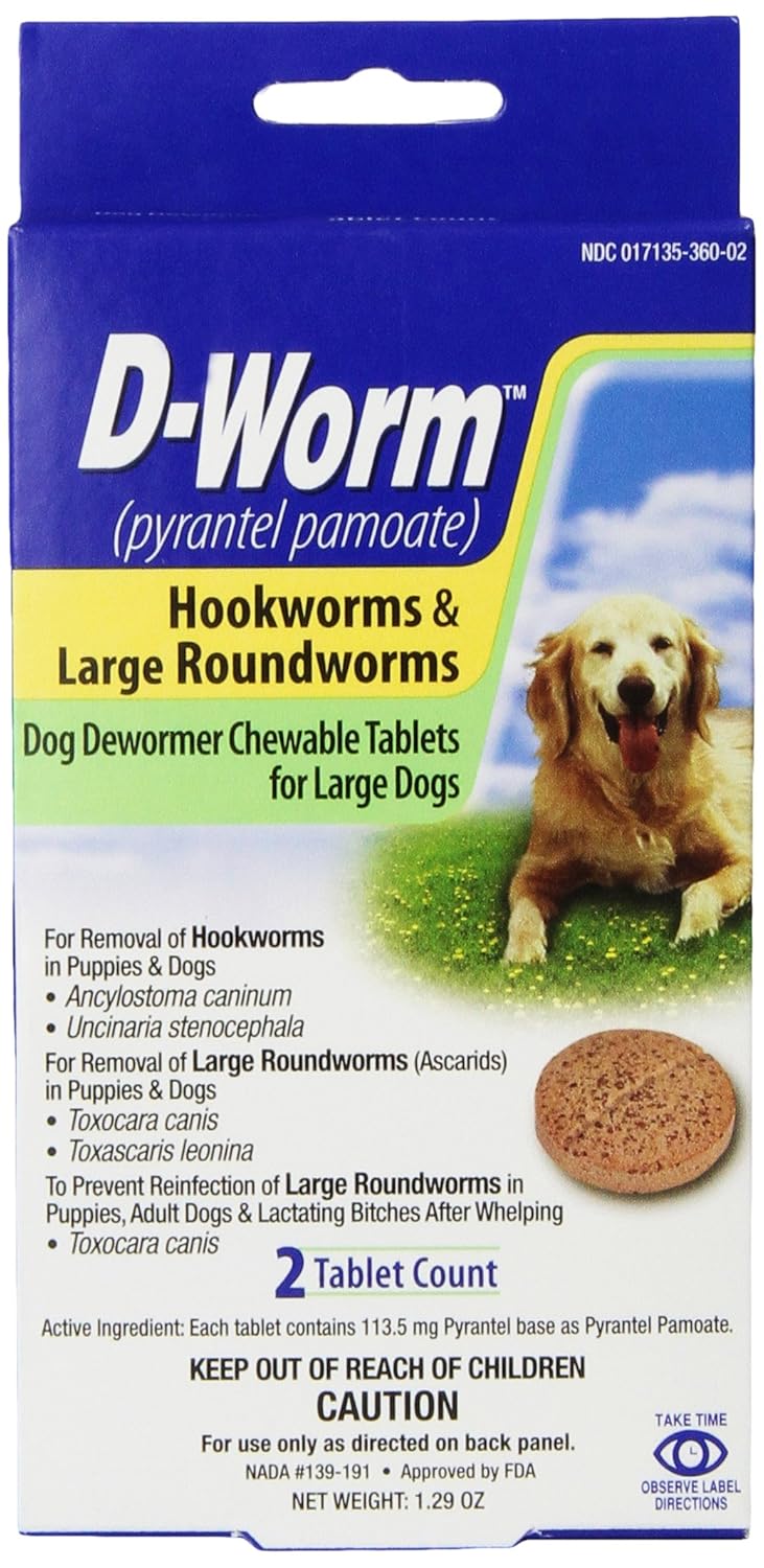 Buy DWorm Chewable Tablets for Large Dogs, 2Count Online at Low