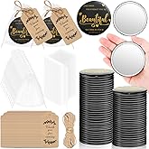 Tradder 50 Sets 2.76 Inch Inspirational Appreciation Gifts Compact Mirrors Bulk for Women Quinceanera Small Pocket Makeup Mirrors Suffer Items for Bridal Souvenir Graduation