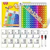 JoyCat Addition and Subtraction Flash Cards with Addition Toy,144 Flashcards for Pre K,1st,2nd,3rd 4th Grade,Math Manipulatives Tools for Homeschool, Classroom & Travel,with Workbook, Markers & Rings