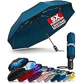 TUMELLA Strongest Windproof Travel Umbrella (Compact, Superior & Beautiful), Small, Wind-Tested, Light & Portable, Automatic Folding Rain Umbrella, Durable Premium Grip, Fits Car and Backpack