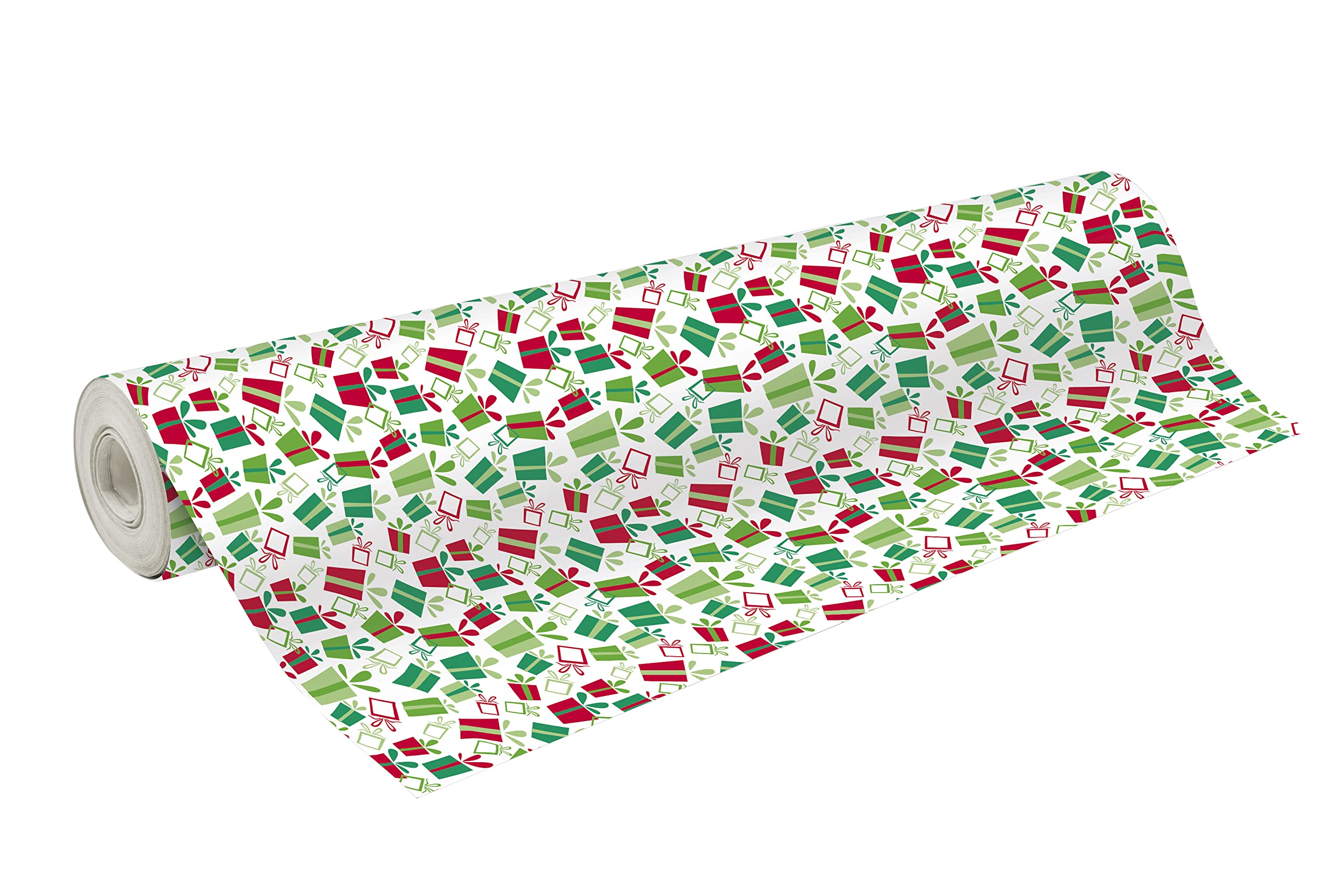 Clairefontaine 211943C - One Roll Of Gift Paper - Alliance 60g - Dimensions : 50x0,70m - Design : Red, Green, White Gifts - Gift Wrapping, Special Long Length