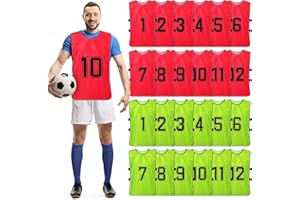 24 Pcs Scrimmage Training Vest - Soccer, Basketball, Football Bibs/Pinnies, Reversible Numbered Soccer Team Pennies