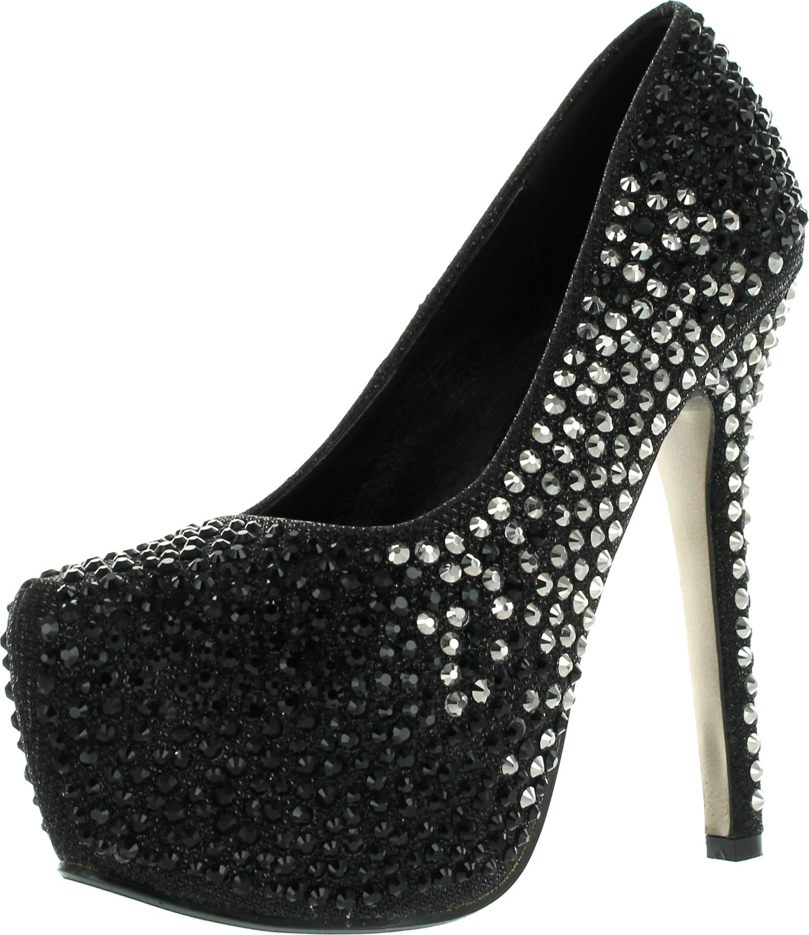 Bella Luna Louisa Sparkle Jewel Rhinestone Studded Dress High Stiletto Platform Pumps