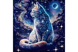GemZono DIY Diamond Art Kits with Round Diamond,5D Cat Diamond Painting Kits Diamond Art Black Cat Diamond Painting Kits for Adults Diamond Dots Cat Crafts for Family Home Wall Decor Gifts 12x12inch