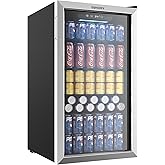 EUHOMY Beverage Refrigerator and Cooler, 126 Can Mini fridge with Glass Door, Small Refrigerator with Adjustable Shelves for