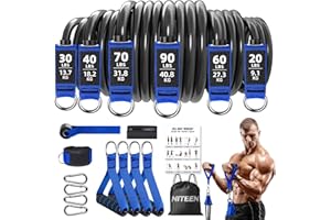 Heavy Resistance Bands for Working Out, NITEEN Resistance Bands with Handles Weight Exercise Bands for Men Women, Workout Bands with Door Anchor and Ankle Straps Strength Training Equipment