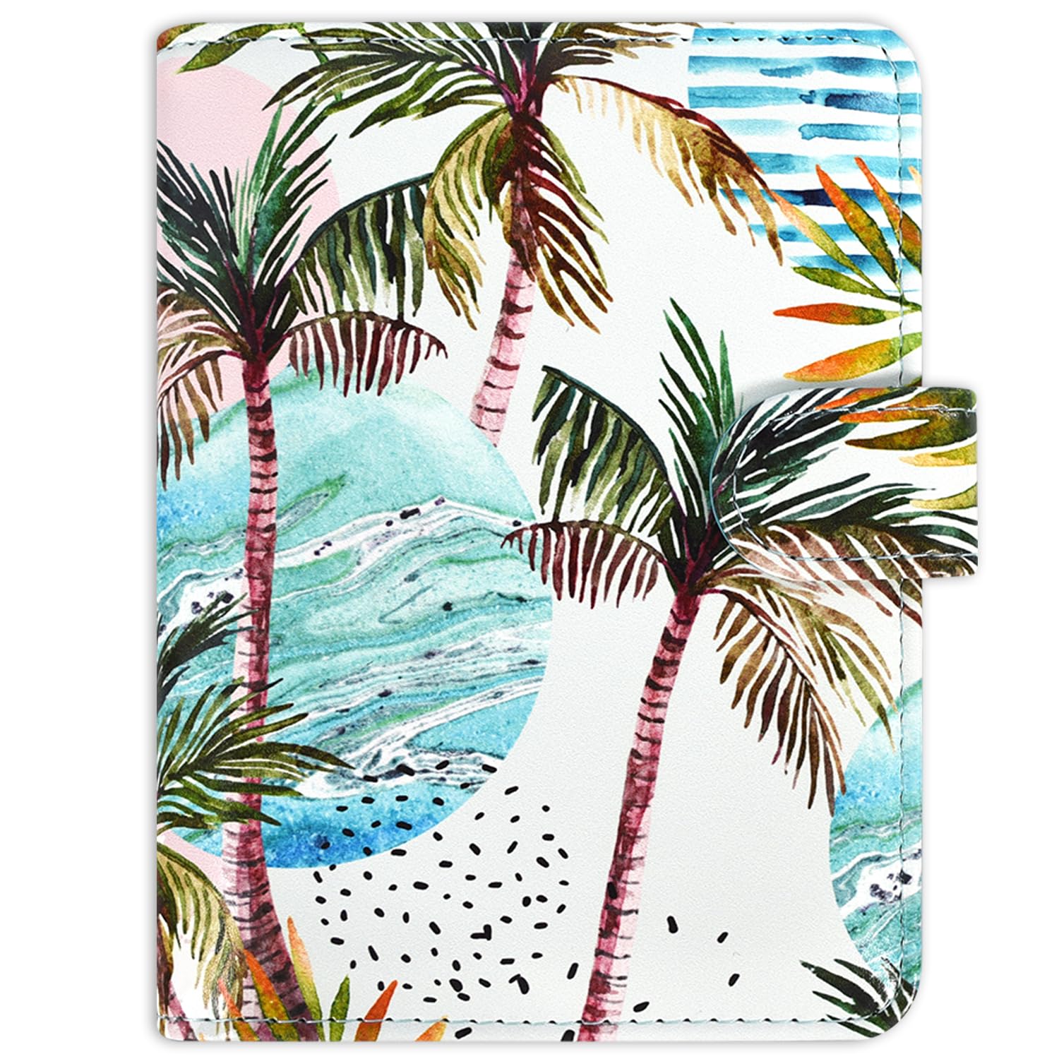 ACdream Passport and Vaccine Card Holder Combo, Cover Case with CDC Vaccination Card Slot, Leather Travel Documents Organizer Protector, with RFID Blocking, for Women and Men- Coconut tree