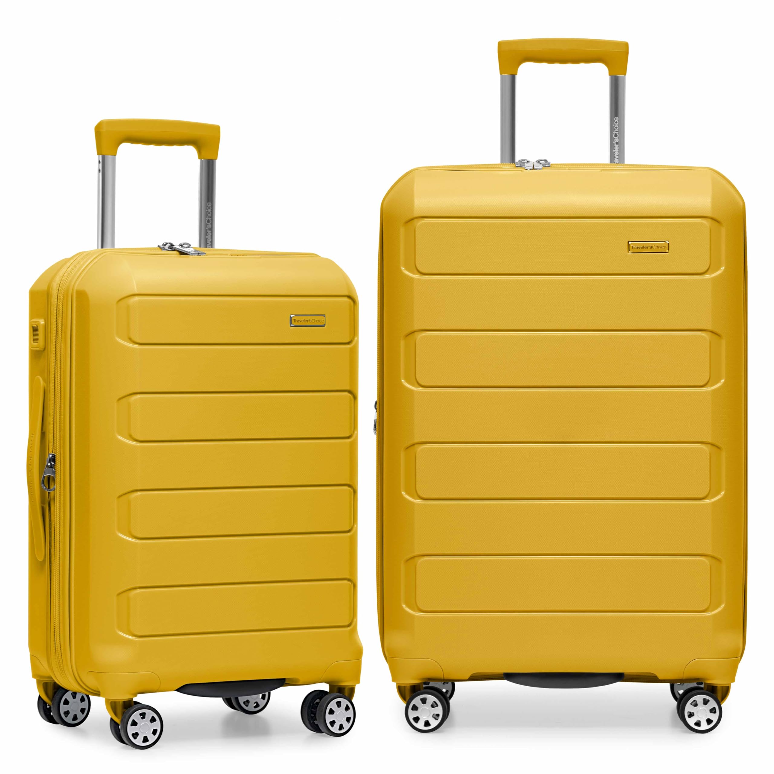 Traveler's Choice Pagosa Indestructible Hardshell Expandable Spinner Luggage, Yellow, 2-Piece Set (22/26) Image