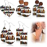 5Pairs Accessories 5 Pair Book Earrings for Women Cat Book Funny Bookshelf Earrings Acrylic Dangle Earrings Jewelry Gifts for Teacher's Day Back to School Gift