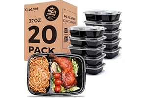 GLOTOCH EXPRESS Glotoch 20 Pack 32OZ Meal Prep Containers Reusable Microwave Safe,Extra Large &Thick Food Storage Containers With Lids, Durable Bento Boxes BPA-free, Stackable,Dishwasher/Freezer Safe
