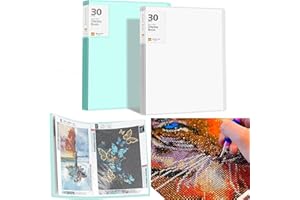 RUDILY 2 Pack A3 Diamond Painting Storage Book, 60 Pages Art Portfolio Diamond Art Storage Large Art Folder - Suitable for 12x16 inch Diamond Painting(White+Green)