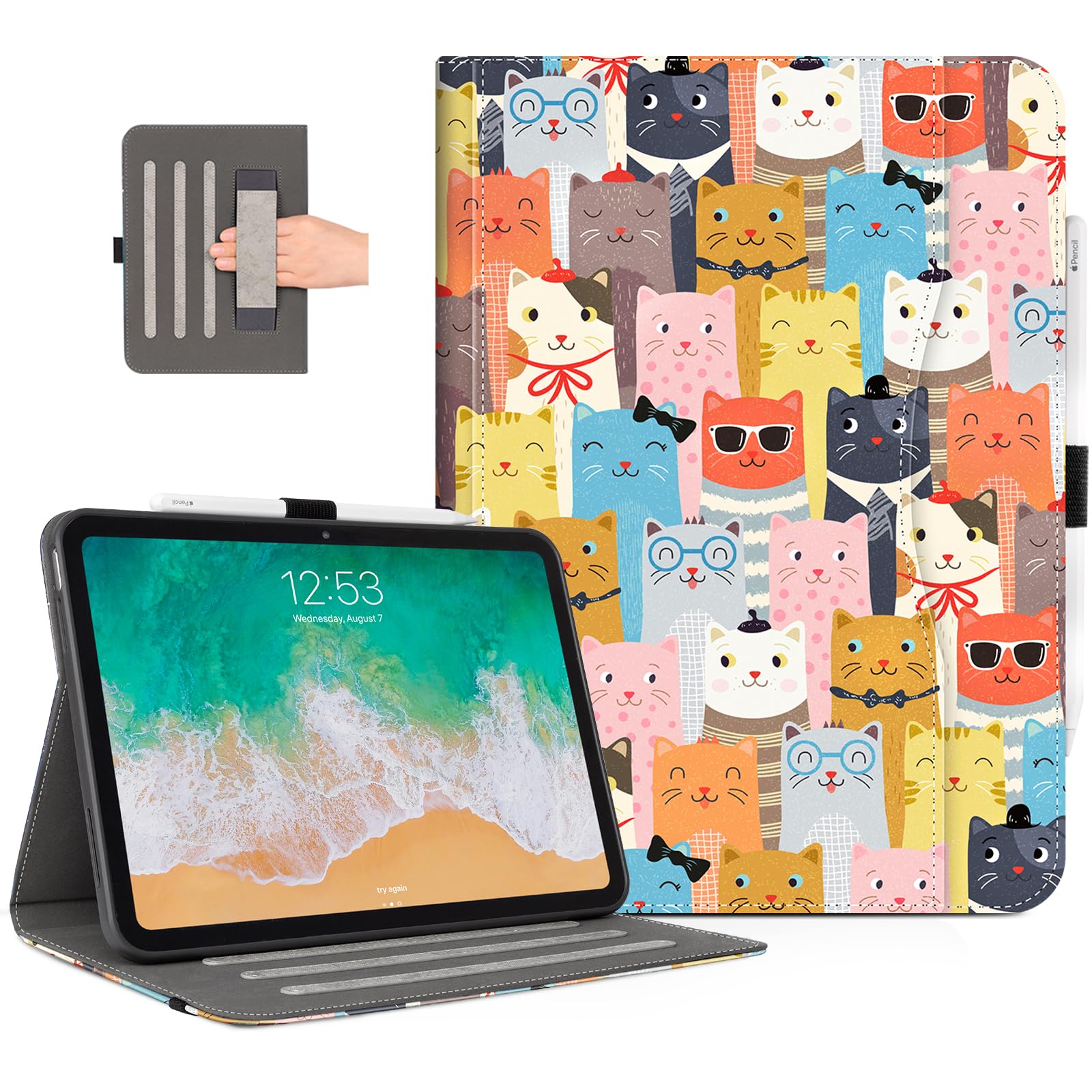 Photo 1 of Lokigo Case for iPad 10th Generation 10.9 Inch 2022, iPad 11th Generation Case 11 Inch 2025(A16), with Pencil Holder, Heavy Duty Shockproof Hybrid Protective Cover, Funny Cat