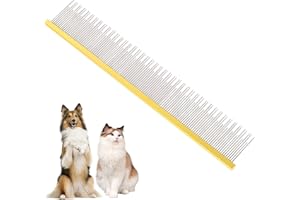 SUSOOK 8.5 Inch Dual Tooth Pet Comb for Mats and Tangles，Professional Grooming Comb Removing Excess Hair for Long-Haired Cats and Dog Kit,Prevent Undercoat, Excess Hair,Mats and Tangles,Pet Essential