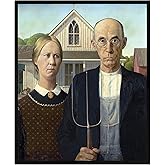 Burro Art Studio American Gothic by Grant Wood - Premium Unframed Photo Print - Iconic Farmhouse Wall Art - Vintage Americana Decor for Home, Office & Farmhouse (8x10)