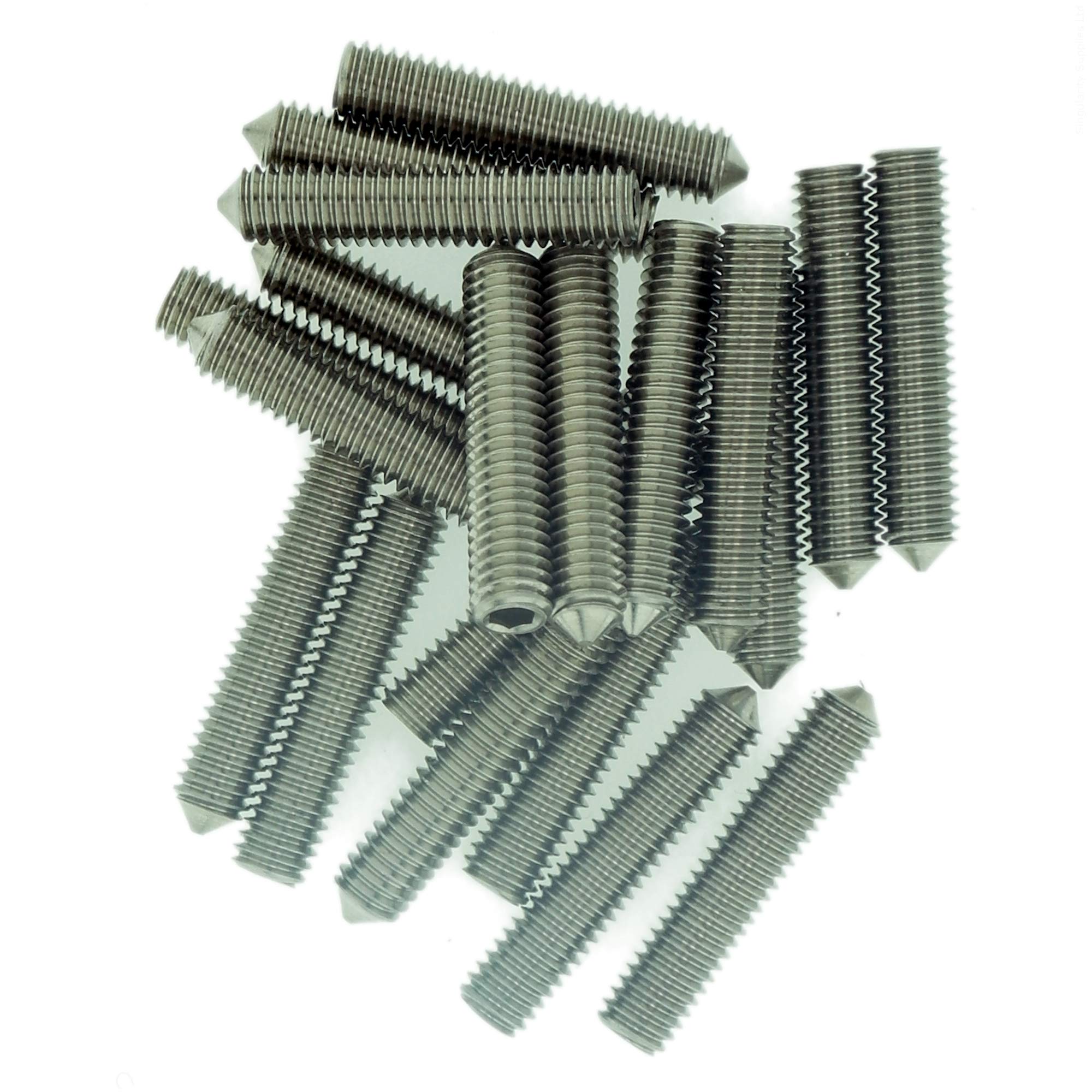 M5 (5mm x 5mm) Hex Socket Grub Screw (Cone Point) - Stainless Steel (A2) (Pack of 20)