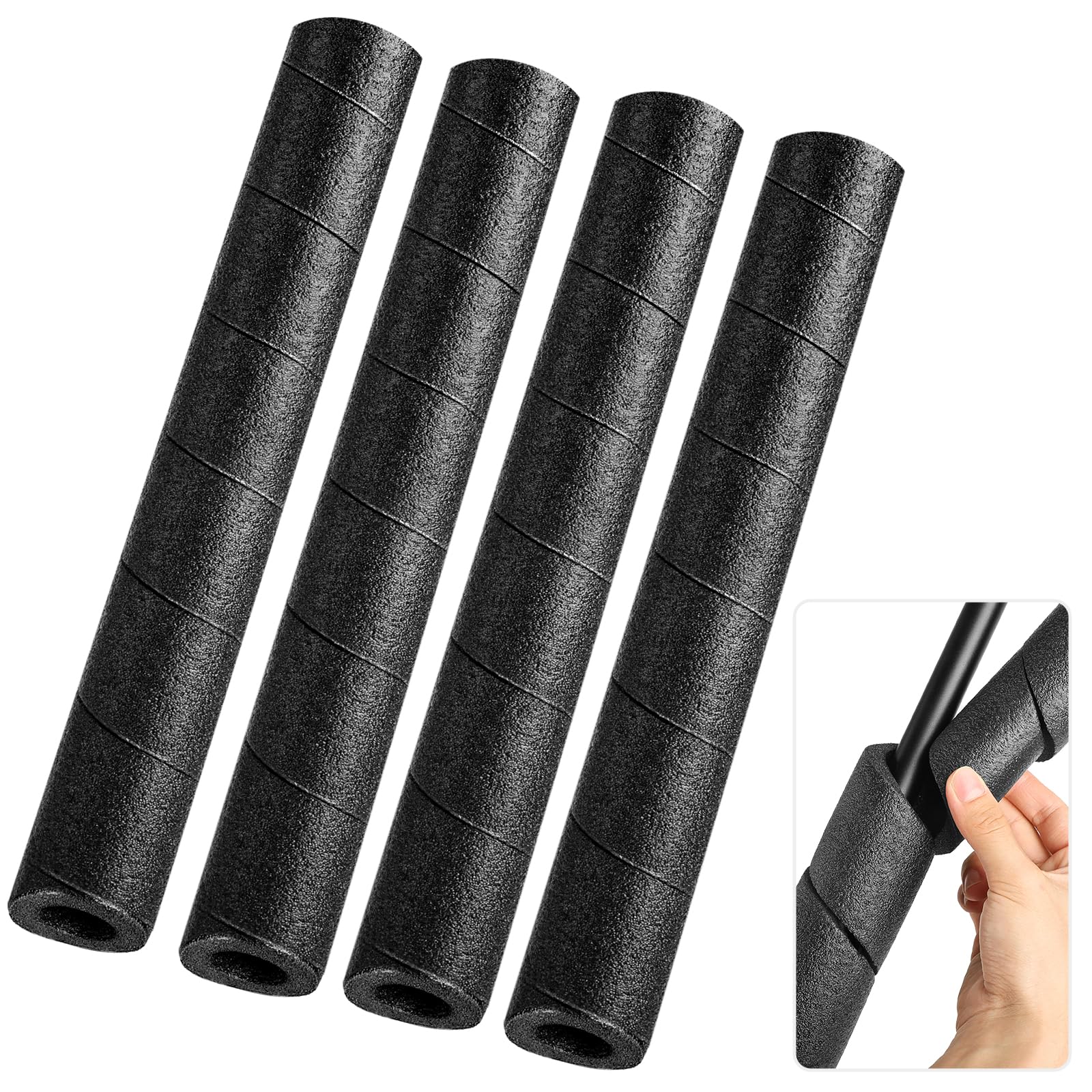 Photo 1 of UCandy 4 Pack Pipe Insulation Foam Tube, 15.7" Black Pool Noodles Foam Pipe Wrap Protection Multi-Purpose Soft Foams Tubing for Winter Water Pipes and Outdoor Indoor Swimming Pool Handle