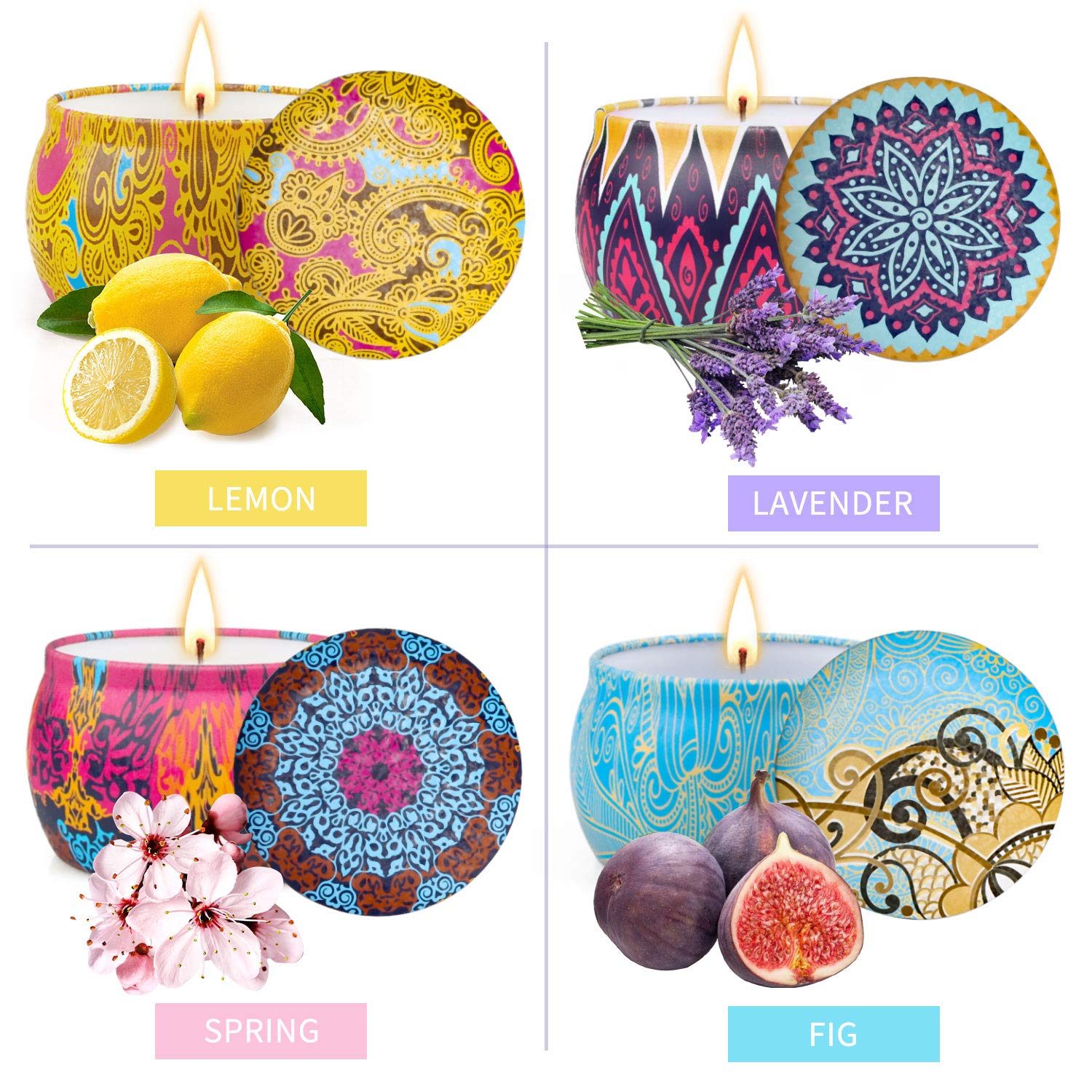 Birthday Gifts for Women,Aromatherapy Gifts Candles for Home Scented,Christmas Gifts for Family,Smoke Free Strong Fragrance Soy Wax Portable Travel Tin Candle Gifts Set for Women: Home & Kitchen