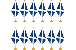 WXTWK 12 Pack Scotland Flag Scot Desk Flag Small Mini Scotland Table Flags With Stand Base,Home Office Festival Events Celebration Decorations