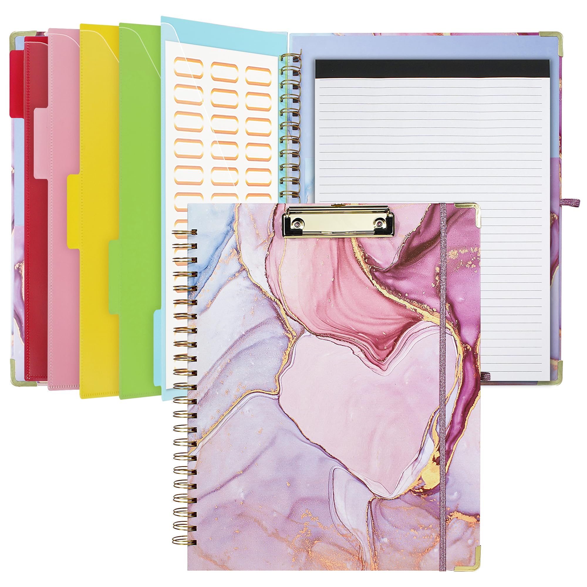 Photo 1 of Hiwhy Clipboard with Storage and Refillable Notepad for Letter Size 8.5"x 11", Cute Clip Board with 5 Extra Folders with Tabs and Storage, Nursing School Office Supplies