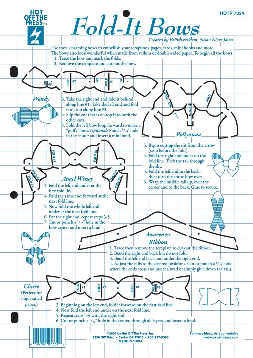 Hot Off The Press Paper Pizazz Plastic Templates Fold It Bows