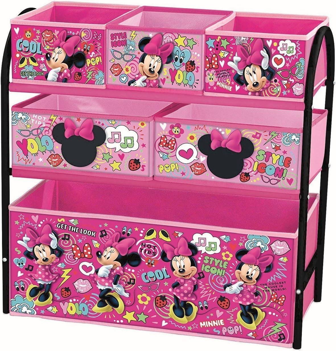 Disney Minnie Mouse Kids Children Bedroom Storage Metal Frame Multi Bin