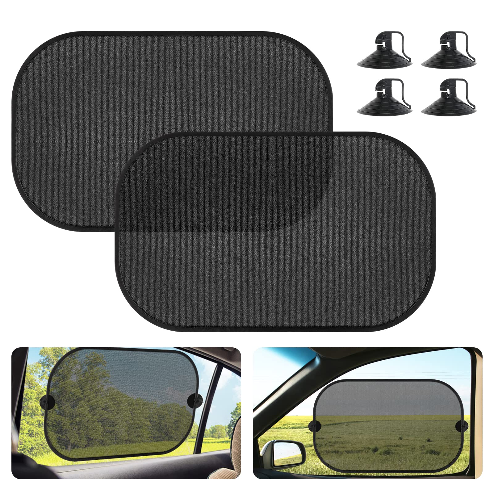 Romon Car Sun Shade with UV Protection, Car Window Sun Protection for Children, Car Sun Protection Side Window 50 x 30 cm, Pack of 2