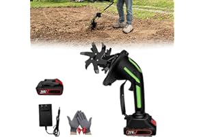 2 in 1 Cordless Tiller and Cultivator with Extension Pole, 20V Lightweight Handheld Battery Tiller Cultivator for Garden Flow