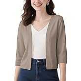Urban CoCo Women's 3/4 Sleeve Cropped Cardigan Casual Open Front Cover Up