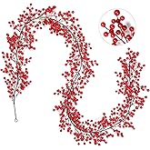 Joyhalo Red Berry Garland - 8.9 FT Christmas Cranberry Garland for Christmas Tree, Winter Holly Berries for Decorating Mantle Xmas Tree Window Door Indoor Outdoor Holiday Decoration