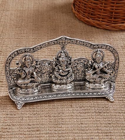 Two Moustaches Laxmi Ganesha Saraswati Idol