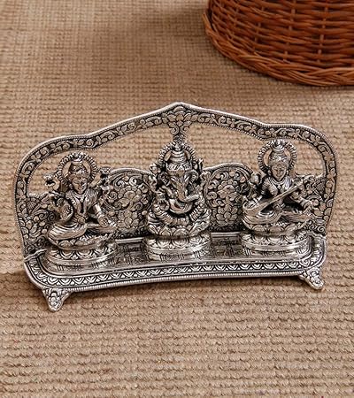 Two Moustaches Laxmi Ganesha Saraswati Idol