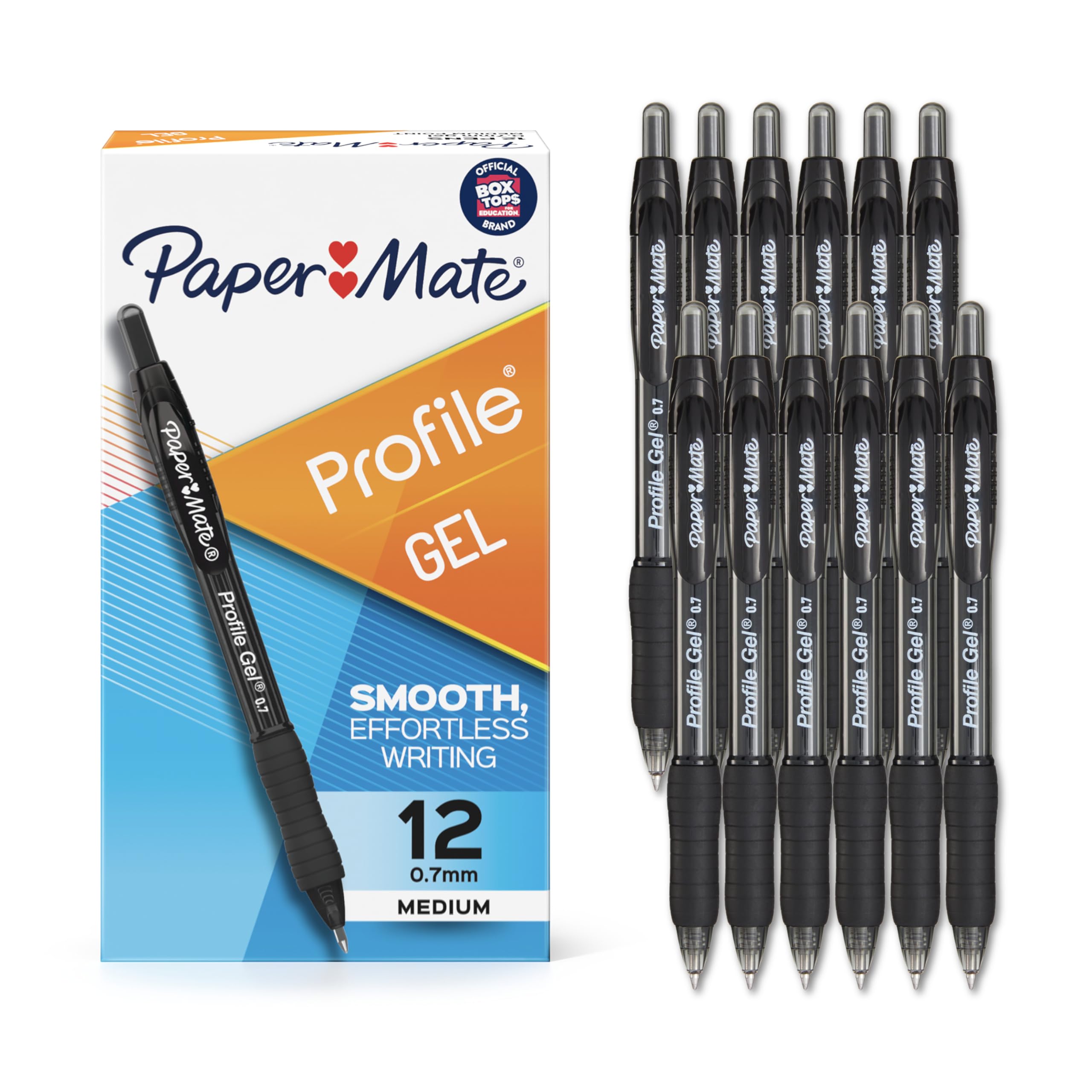 Photo 1 of Paper Mate Profile Retractable Gel Pen, Ultra-Smooth Ink, Black, 0.7mm Medium Point, 12 Count