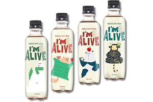 Kombucha Tea Organic Drink I'm Alive - 4 Flavor Variety Combo - Plain, Grapefruit, Lime, Cherry - Total 4 Bottles (1 Bottle ea) - Sparkling Live Cultured Kombucha with pasturized plastic bottles for easy to carry Kombucha on the go [ALL.FOR.YOU.]