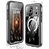 GOLDJU Magnetic for iPhone 17 Pro Max Case-Waterproof, Built-in Screen & Camera Protector-IP68 Underwater Full Body 16FT Military Dropproof Shockproof Case for 17 Pro Max 6.9''- Black