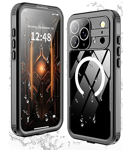 Waterproof Phone Case IPhone 16 Pro With Built-in Screen Protector, Full Body Protection Military Grade Drop Proof Shockproof Dustproof Rugged Cover IPhone 16 Pro, Black - View #8