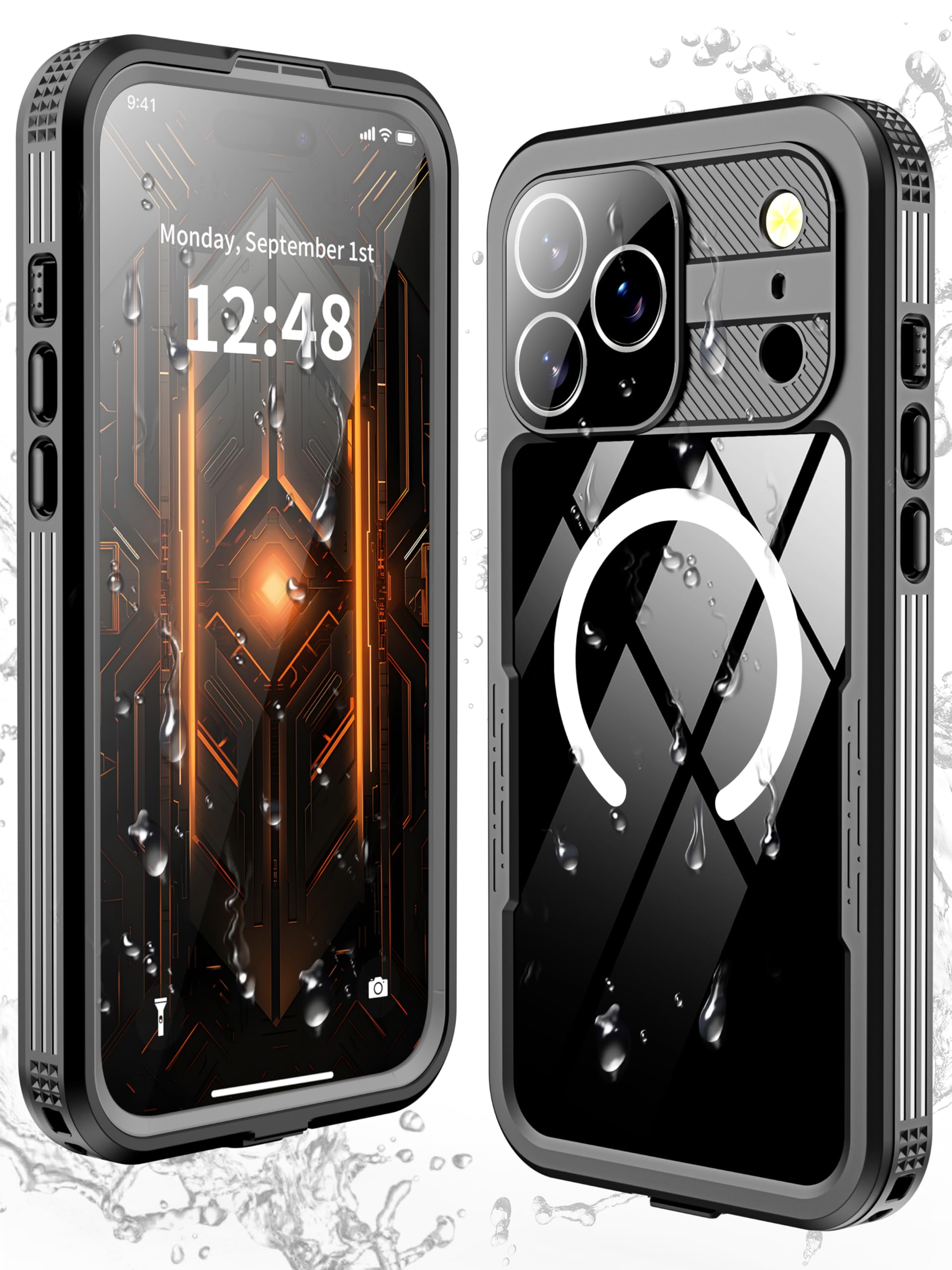 Photo 1 of GOLDJU Magnetic for iPhone 17 Pro Max Case-Waterproof, Built-in Screen & Camera Protector-IP68 Underwater Full Body 16FT Military Dropproof Shockproof Case for 17 Pro Max 6.9''- Black
