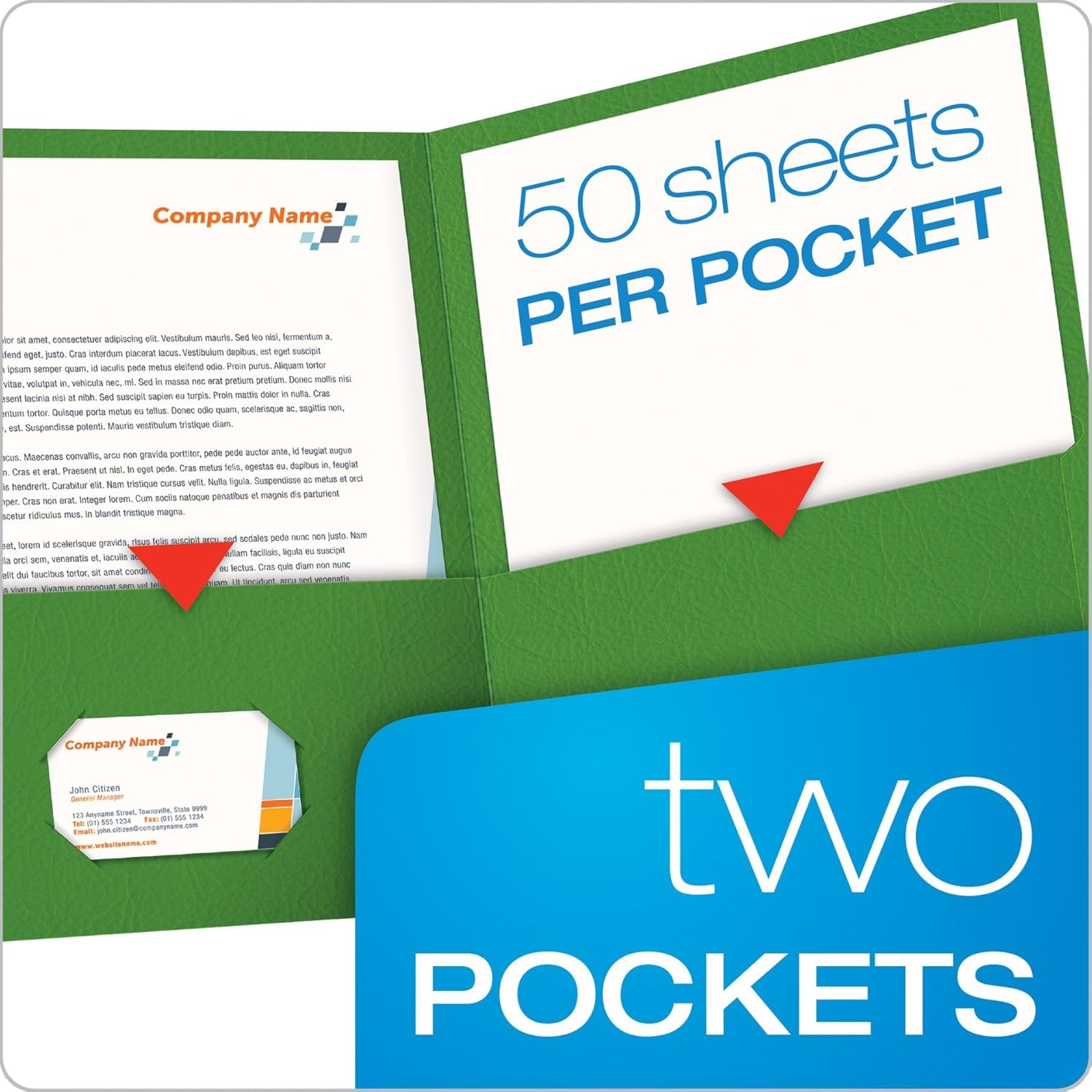 Oxford Twin-Pocket Folders, Textured Paper, Letter Size, Green, Holds 100 Sheets, Box of 25 (57503EE): Office Products
