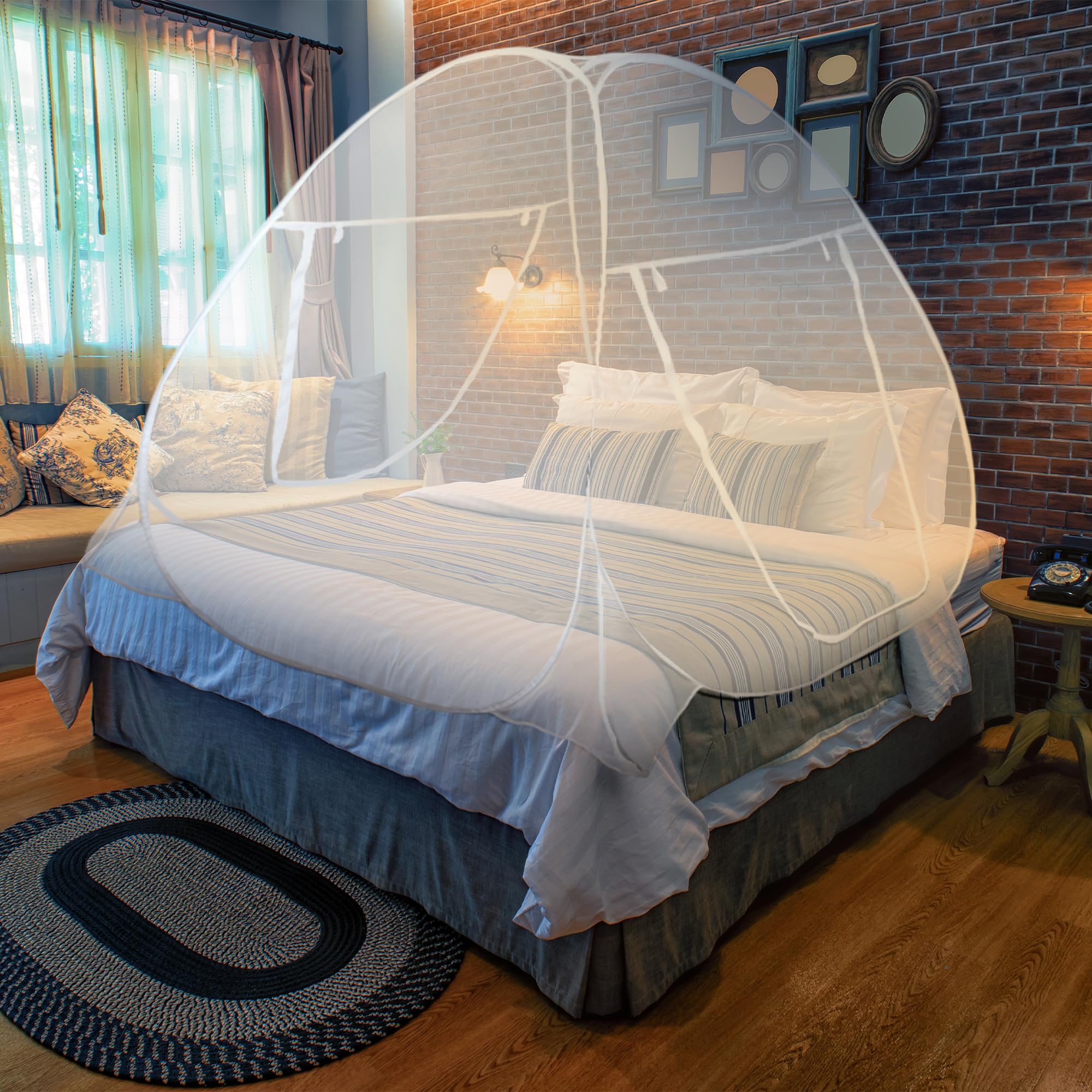 Photo 1 of MEKKAPRO Mosquito Net Tent – Large 80" x 71" x 63" Foldable Mesh Tent Enclosure Canopy, Portable Pop up Design, Extra Fine Holes Screen, Dual Side Zipper Enclosure, Lightweight Outdoor Cover, White